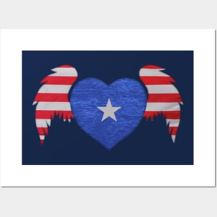 Winged American Heart Posters and Art